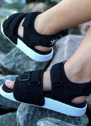 🔥удобные и стильные сандали adidas Calças sandals black сандалі босоніжки босоножки6 фото