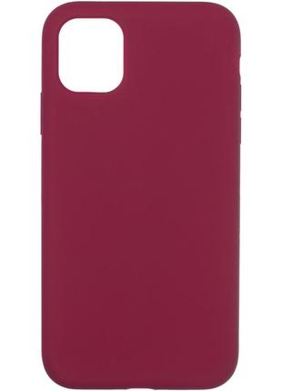 Чохол silicone case для iphone 11 всередині мікрофібра бордовий