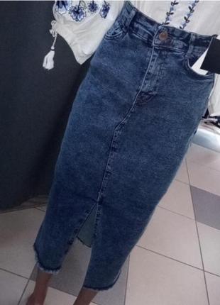 Стильная джинсовая юбка миди 27