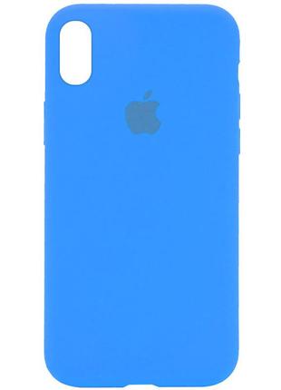 Чехол silicone case full protective (aa) для apple iphone xr (6.1) мікрофібра, чохли, силікон, siliconcase, накладка, блакитний /