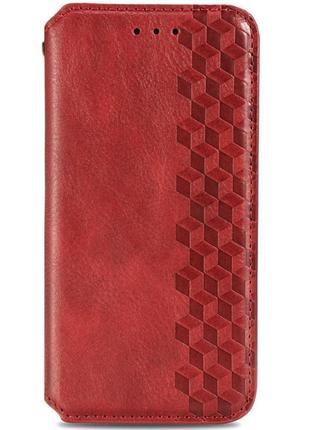 Шкіряний чохол книжка getman cubic (pu) для xiaomi poco m5 червоний, штучна шкіра, слот для візитки
