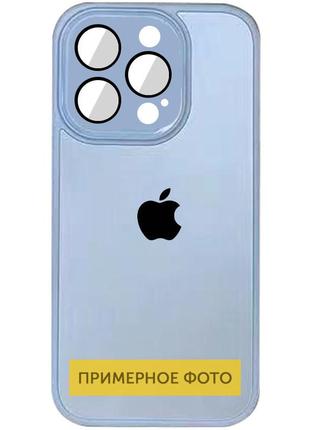 Чохол tpu+glass sapphire midnight для apple iphone 12 (6.1") блакитний / blue, загартоване скло