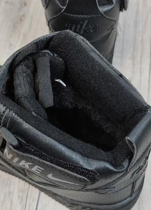 Женские зимние кожаные кроссовки nike на меху черные размер 369 фото