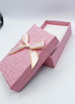 Коробочка для украшений под набор розовая с бантом