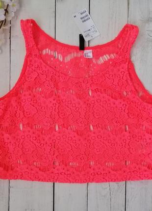 Новый яркий кружевной топ h&m , размер 34 ( по бирке 160/80a ) .
