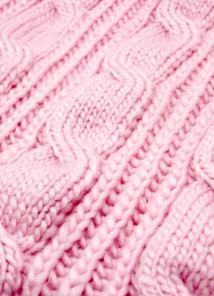 Розовый хомут женский крупно вязаный зимний, шарф труба с вязаным узором осенний/зимний, снуд большой4 фото