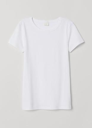 L-xl h&amp;m новая фирменная базовая женская хлопковая футболка в рубчик1 фото