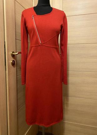 Стильное красное трикотажное платье большого размера 48, 50 размер или м, л