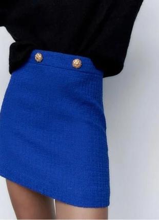 Синяя мини юбка шерсть кашемир turnover