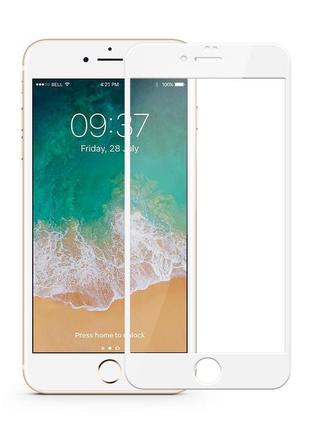 Захисне скло на iphone 8 plus біле клейовий шар по всій поверхні