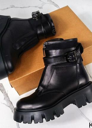 Натуральные кожаные черные демисезонные и зимние ботинки4 фото
