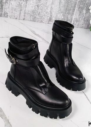 Натуральные кожаные черные демисезонные и зимние ботинки1 фото