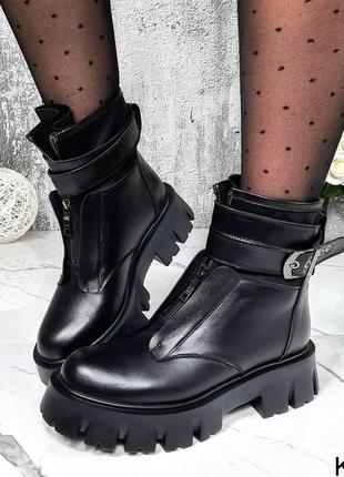 Натуральные кожаные черные демисезонные и зимние ботинки10 фото