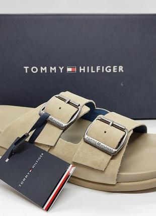 Шкіряні шльопанці tommy hilfiger оригінал