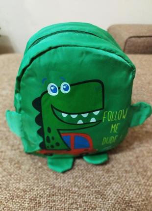 Детский наплечник рюкзачок динозаврик зеленый4 фото