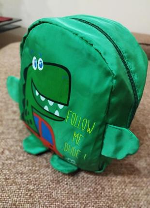 Детский наплечник рюкзачок динозаврик зеленый6 фото