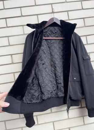 Черный мужской бомбер куртка с воротником из искусственного меха kapalua5 фото