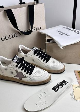 Кеды женские кожаные белые звездой брендовые в стиле golden goose5 фото