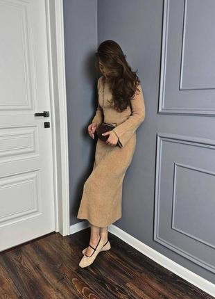 Костюм женский однонтонный оверсайз кофта юбка миди на высокой посадке качественный, стильный трендовый мокко2 фото