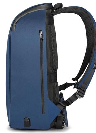 Рюкзак міський антизлодій tigernu t-b3385 для ноутбука 15.6" з usb об'єм 22л. синій (кодовий замок і сумка в подарунок)5 фото