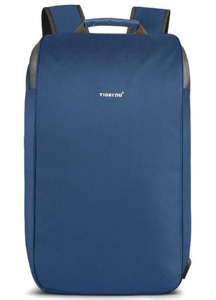 Рюкзак міський антизлодій tigernu t-b3385 для ноутбука 15.6" з usb об'єм 22л. синій (кодовий замок і сумка в подарунок)6 фото
