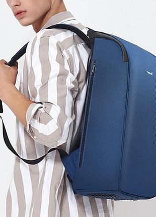 Рюкзак міський антизлодій tigernu t-b3385 для ноутбука 15.6" з usb об'єм 22л. синій (кодовий замок і сумка в подарунок)4 фото