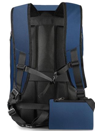 Рюкзак міський антизлодій tigernu t-b3385 для ноутбука 15.6" з usb об'єм 22л. синій (кодовий замок і сумка в подарунок)2 фото