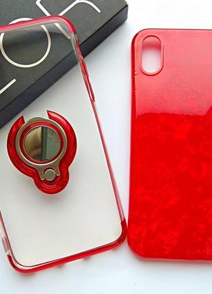 Набор чехлов! чехол для iphone x / xs силиконовый с кольцом и красный