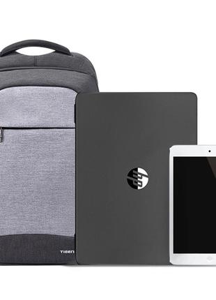Рюкзак міський tigernu t-b3335 для ноутбука 15.6" з usb  об'єм 20л. світло-сірий6 фото