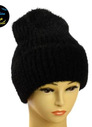 ● женский ангоровый комплект шапка + снуд ирма - черный ●2 фото