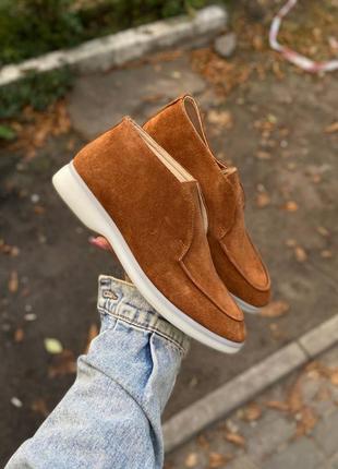 Високі лофери з натуральної шкіри та замші жіночі лора пиано