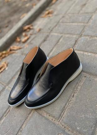 Високі лофери з натуральної шкіри та замші жіночі лора пиано