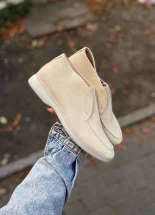 Високі лофери з натуральної шкіри та замші жіночі лора пиано