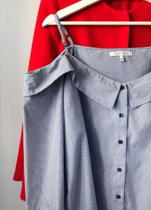 Котонові блуза з відкритими плечима3 фото