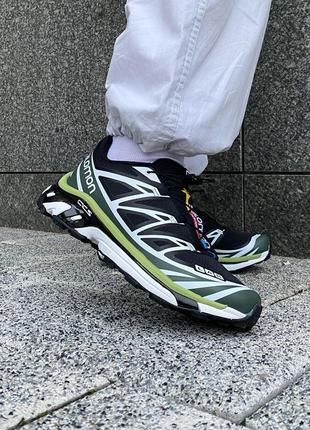 Круті кросівки salomon s/lab xt-6 black white green чорні з салатовим унісекс 36-45 р4 фото