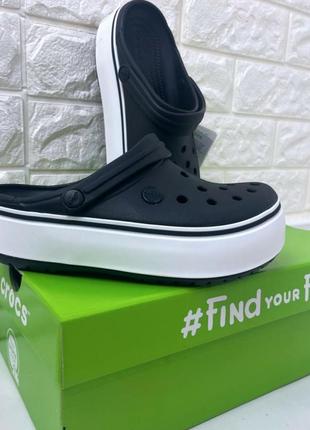 Женские кроксы сабо на платформе crocs crocband platform black черные1 фото