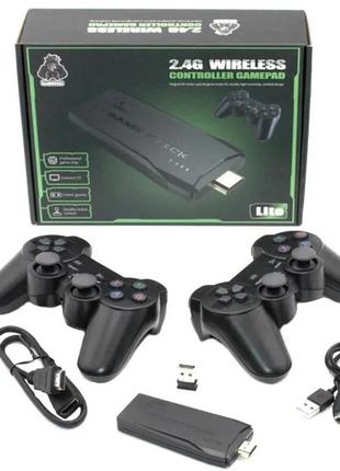 Ігрова приставка m8 64gb mini game stick 4k hdmi+ 2 бездротові джойстики телевізійна консоль