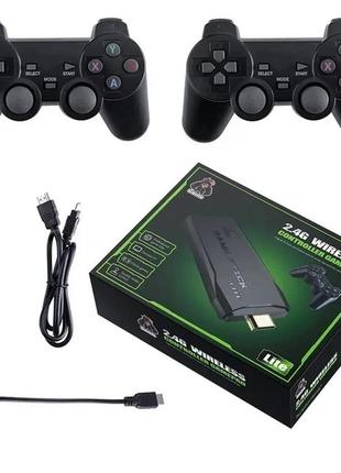 Игровая приставка m8 64gb mini game stick 4k hdmi+ 2 беспроводных джойстика телевизионная консоль7 фото