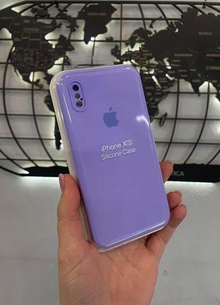 Чохол з квадратними бортами silicone case для iphone x/iphone xs,чохол-накладка з мікрофіброю для айфон х/хс