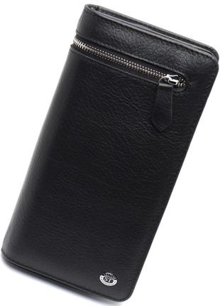 Чорний багатофункціональний чоловічий гаманець з натуральної шкіри st leather st2911 фото