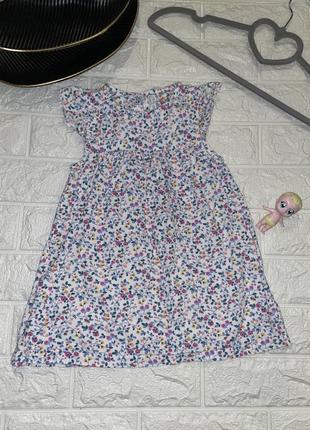 Стильное вельветовое платье с цветочным принтом на девочку 12-18 месяцев