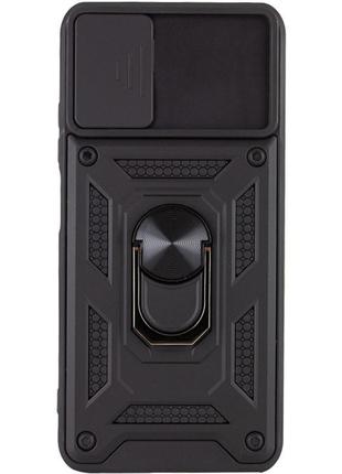 Чехол getman для samsung a03 core протиударний з кільцем і шторкою для камери (чорний)4 фото
