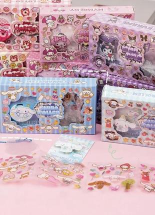 Набір наклейки значок брелок куромі, мелоді, cinnamoroll