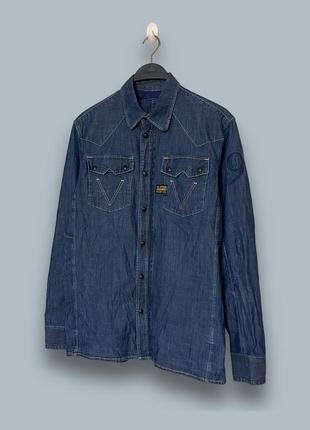 Джинсовая рубашка g star raw 96 motor 5620 front denim shirt1 фото