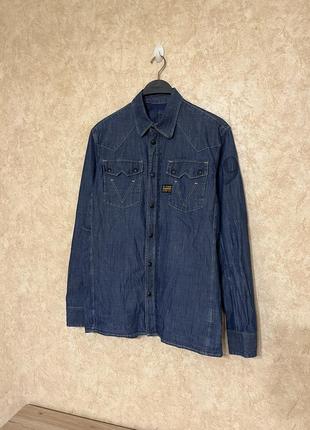 Джинсовая рубашка g star raw 96 motor 5620 front denim shirt2 фото