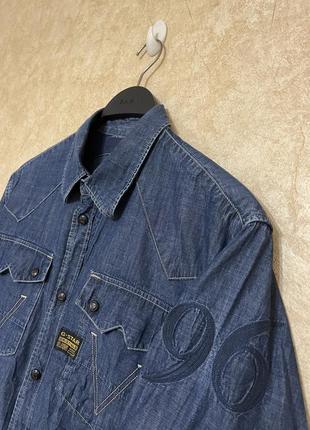 Джинсовая рубашка g star raw 96 motor 5620 front denim shirt4 фото