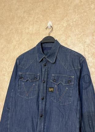 Джинсовая рубашка g star raw 96 motor 5620 front denim shirt3 фото