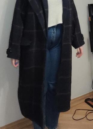 Зимнее длинное пальто в клетку, gianni versace винтаж8 фото