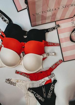 Комплект женского нижнего белья буквы стразы victoria's secret2 фото