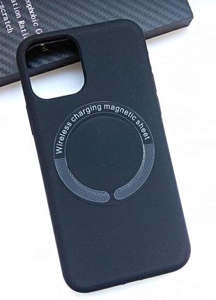Чехол для iphone 11 pro силиконовый плотный с микрофиброй soft черный1 фото